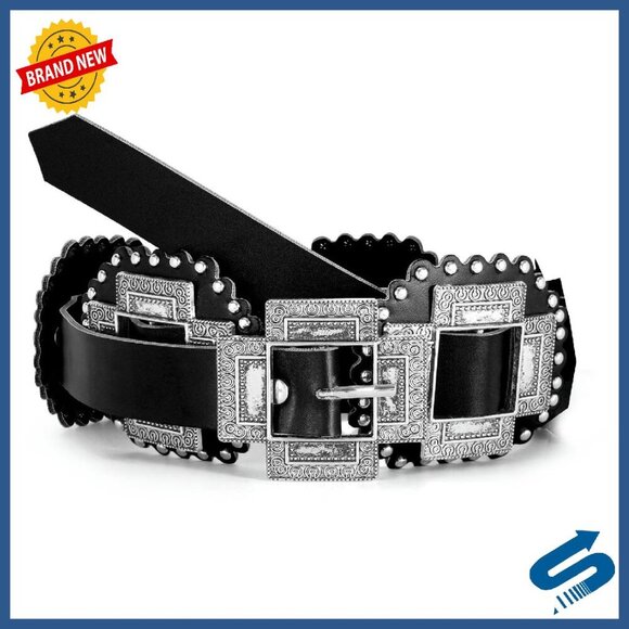 Western Leather Concho Belt Chunky Festival Boho Women\'s Accessory